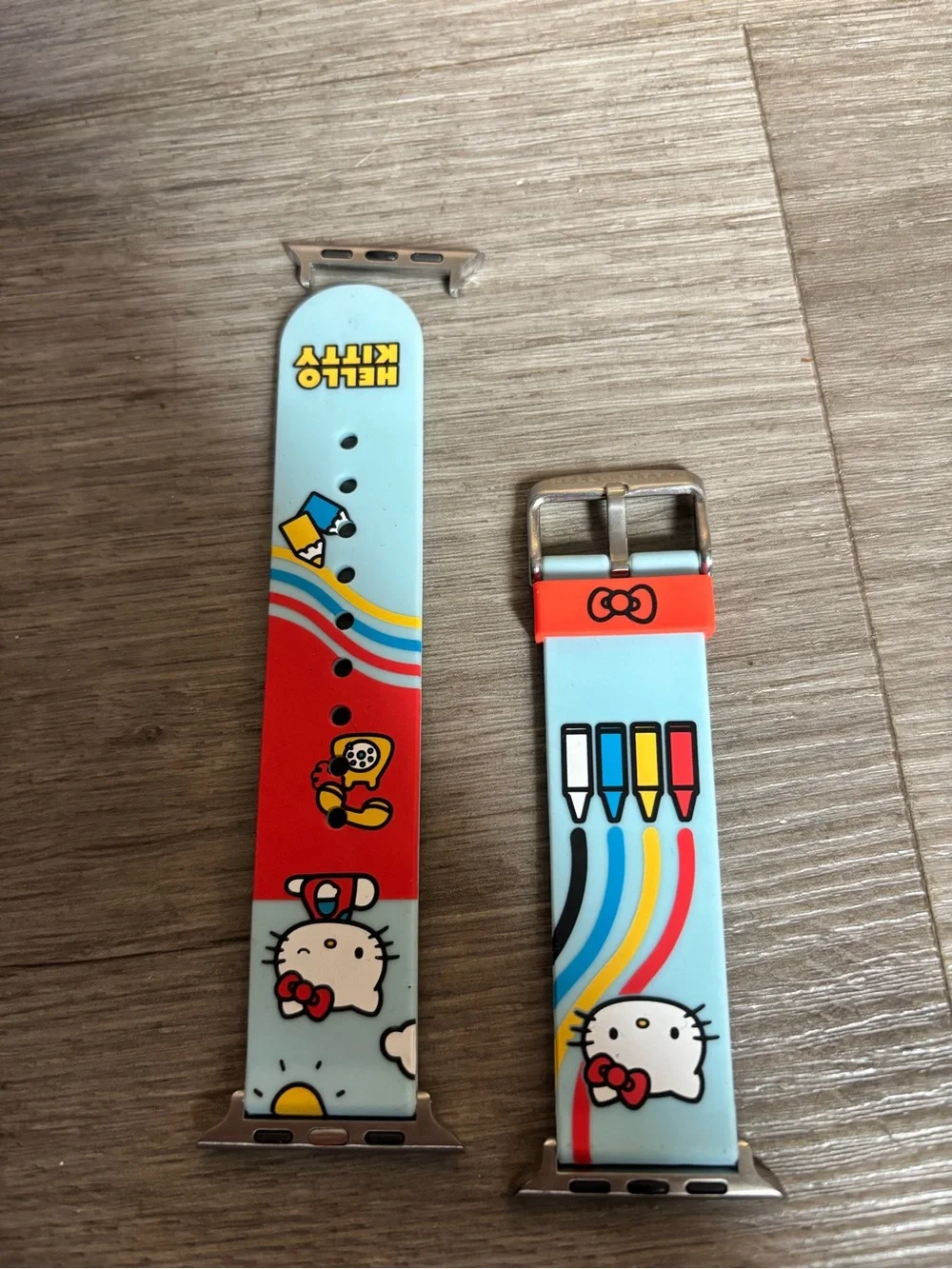 Sanrio Hello Kitty Light Blue and Red Silicone Apple Watch SE Band